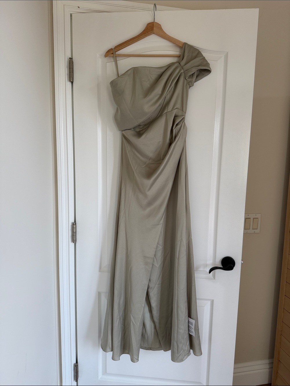 ASOS Bridesmaid Satin Bardot Wrap Maxi Dress
